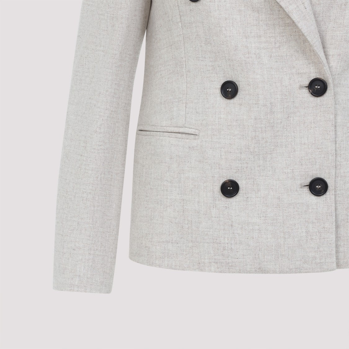 Brunello Cucinelli Double Breasted Beige Virgin Wool Jacket