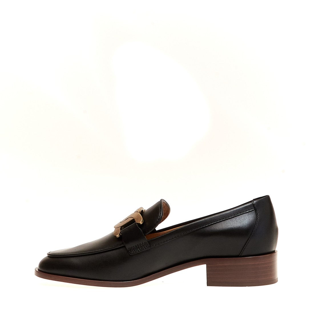 Tod's Black Leather Moccasins With Chain Accent