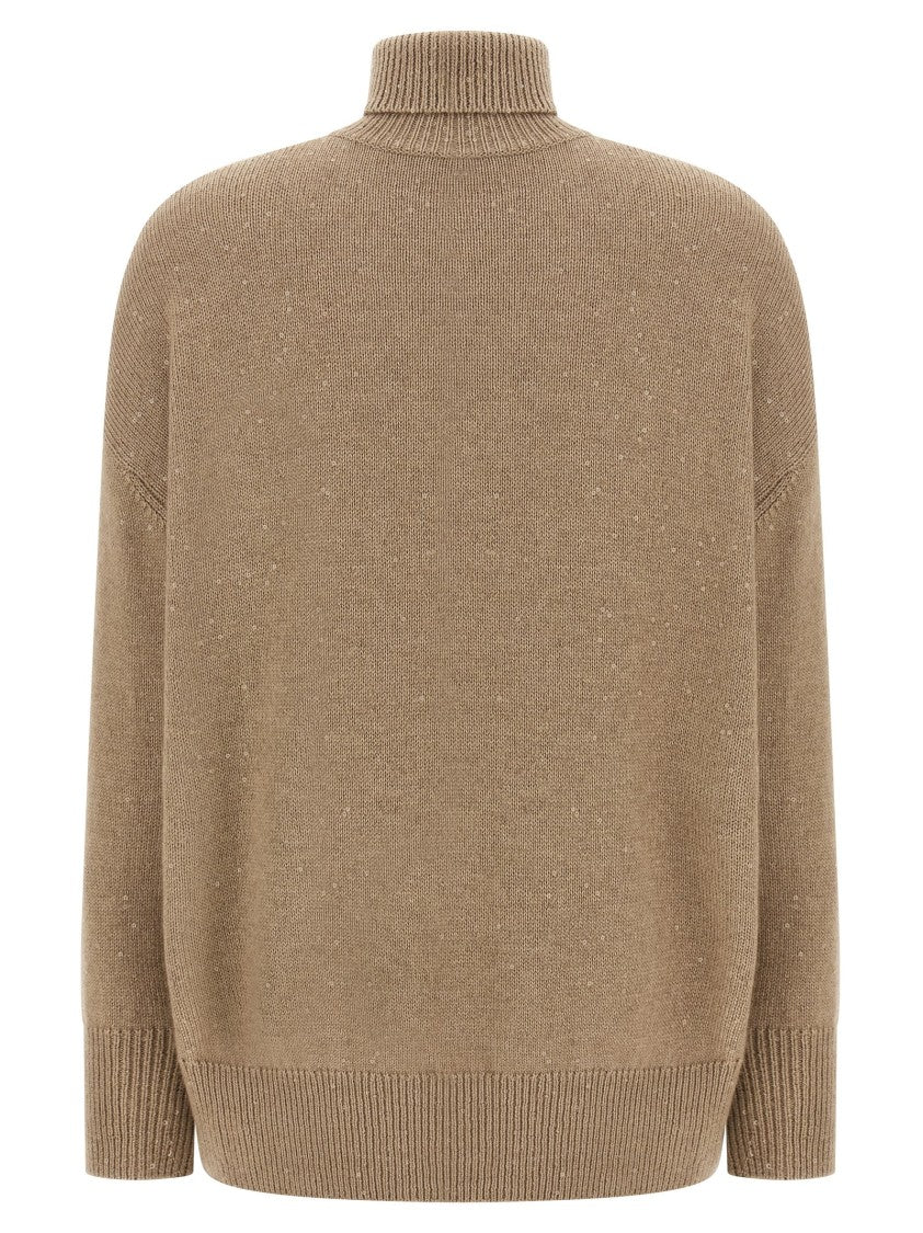 Brunello Cucinelli Cashmere-Silk Sweater With All-Over Sequin Appliqué