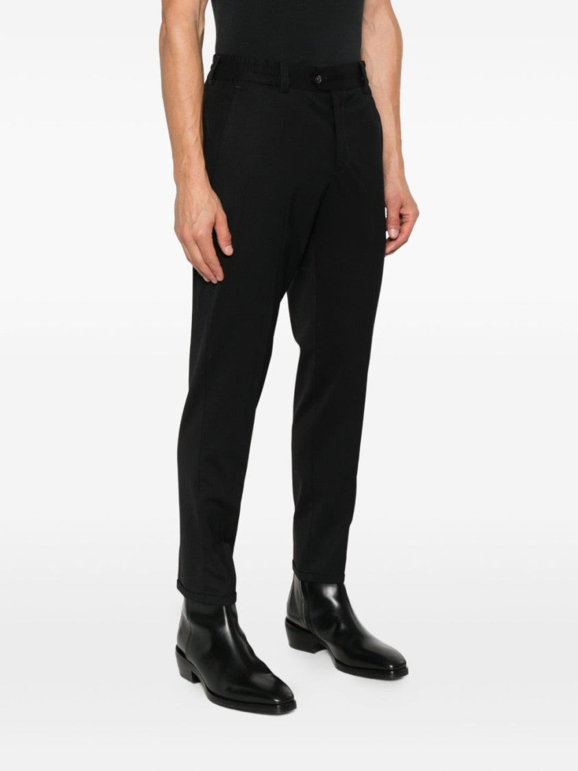 Pt Torino Tailored Black Trousers With Classic Waistband