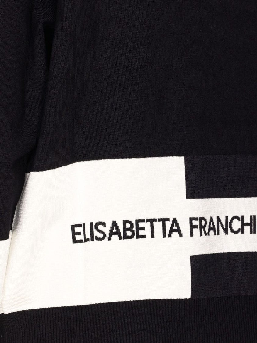 Elisabetta Franchi Graphic-Design Relaxed Fit Sweatshirt With Ribbed Details