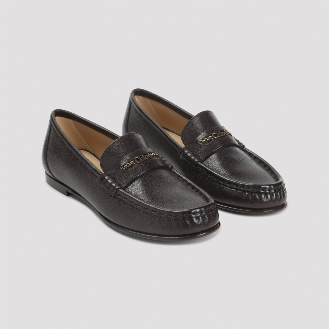 Chloé Sooty Brown Leather Loafers