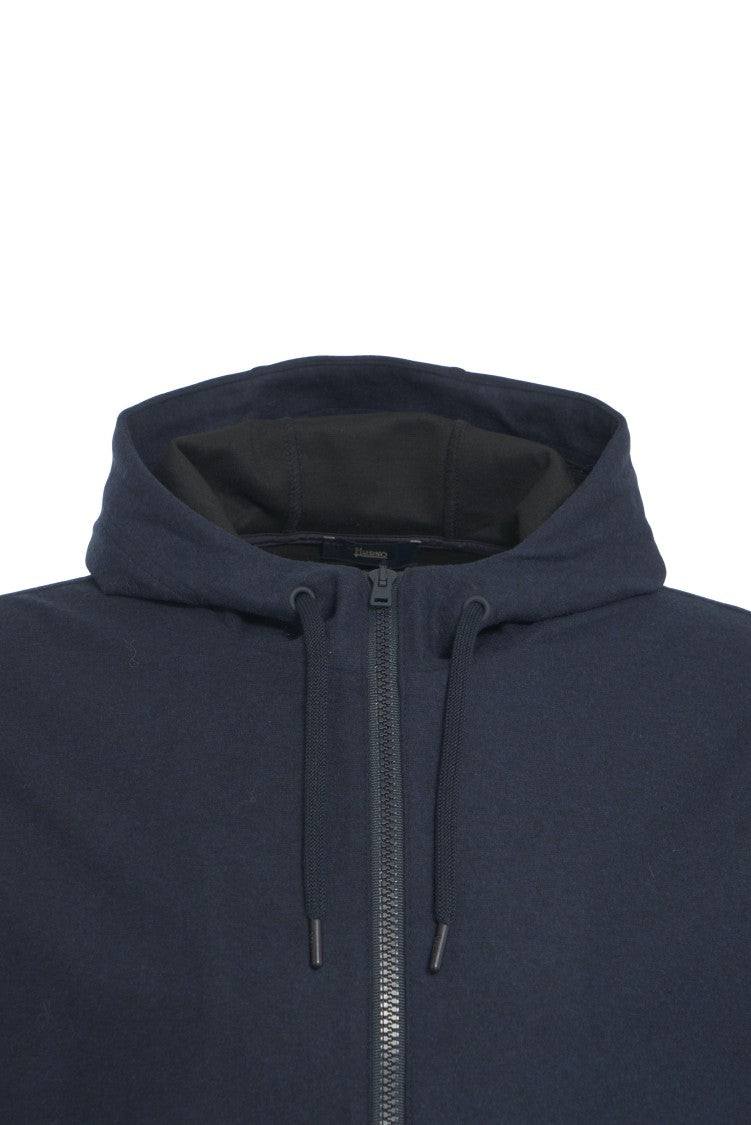 Herno Zip-Through Knitwear Hoodie With Adjustable Drawstring