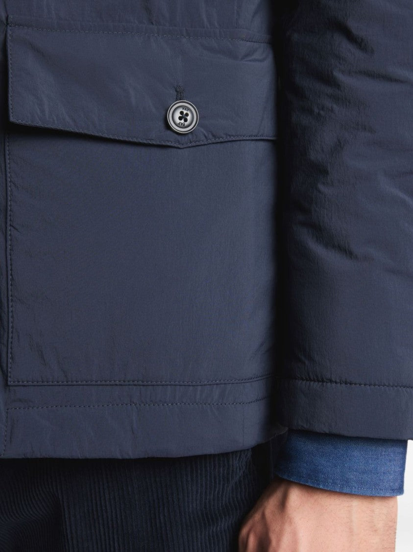 Fay Contemporary Blue Coat With High Collar