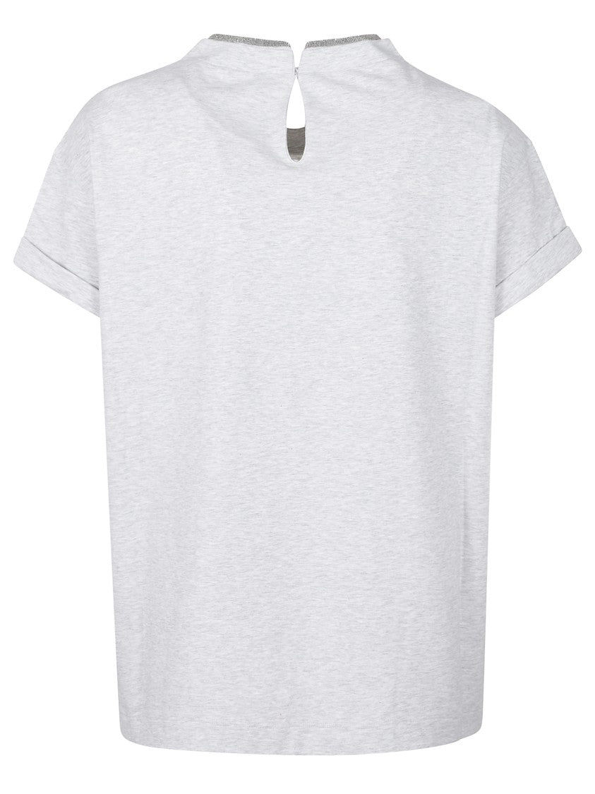Brunello Cucinelli Rolled Cuff Crew Neck T-Shirt