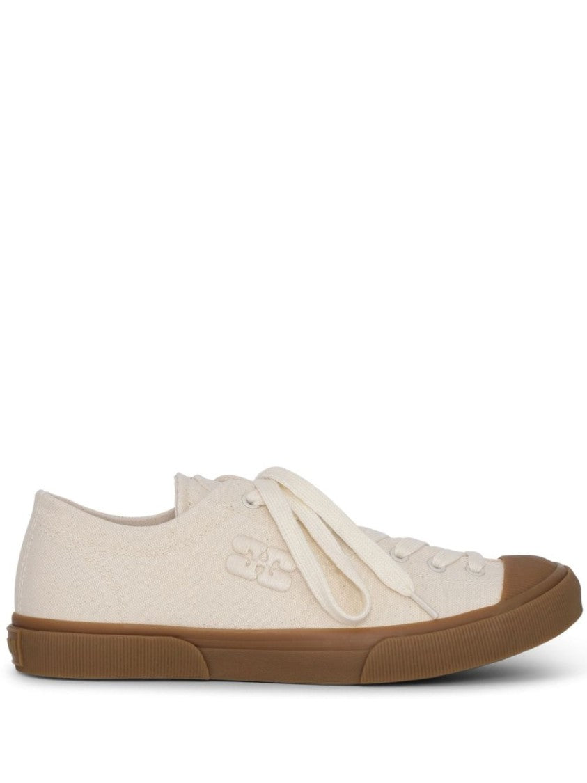 Ganni Logo-Embroidered Organic Cotton Sneakers