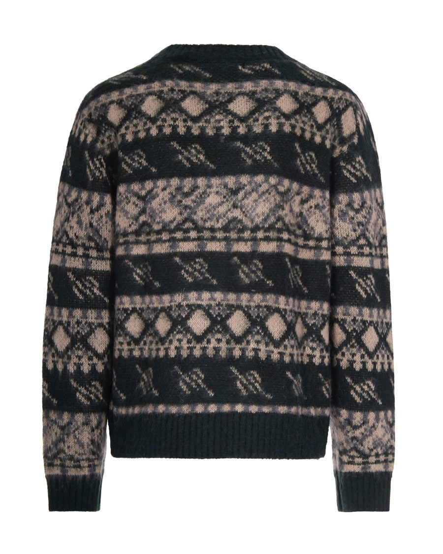 Daily Paper Multicolor Check Pattern Cardigan With V-Neckline And Ribbed Trims