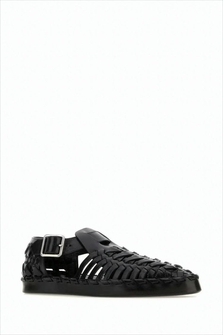 Jil Sander Woven Calf Leather Sandal With Ankle Strap