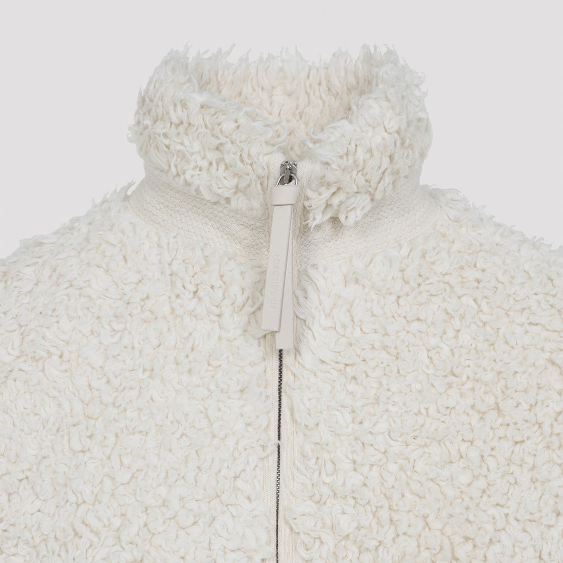 Jil Sander Textured White Jacket With High Collar