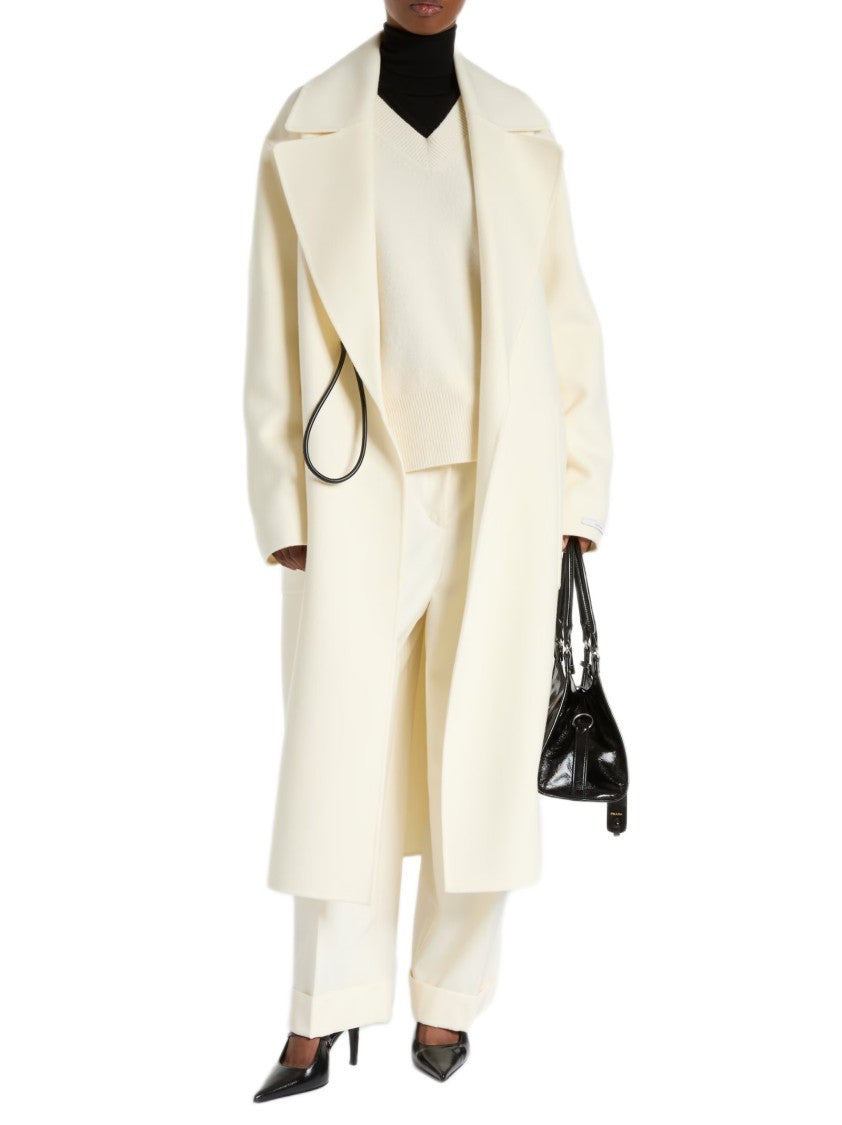 Sportmax Asymmetrical Wrap-Style Long Coat In Soft Double Wool