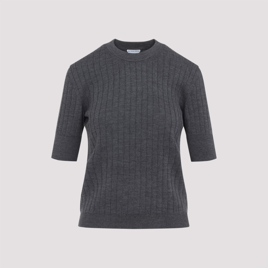 Bottega Veneta Anthracite Grey Wool Ribbed Top