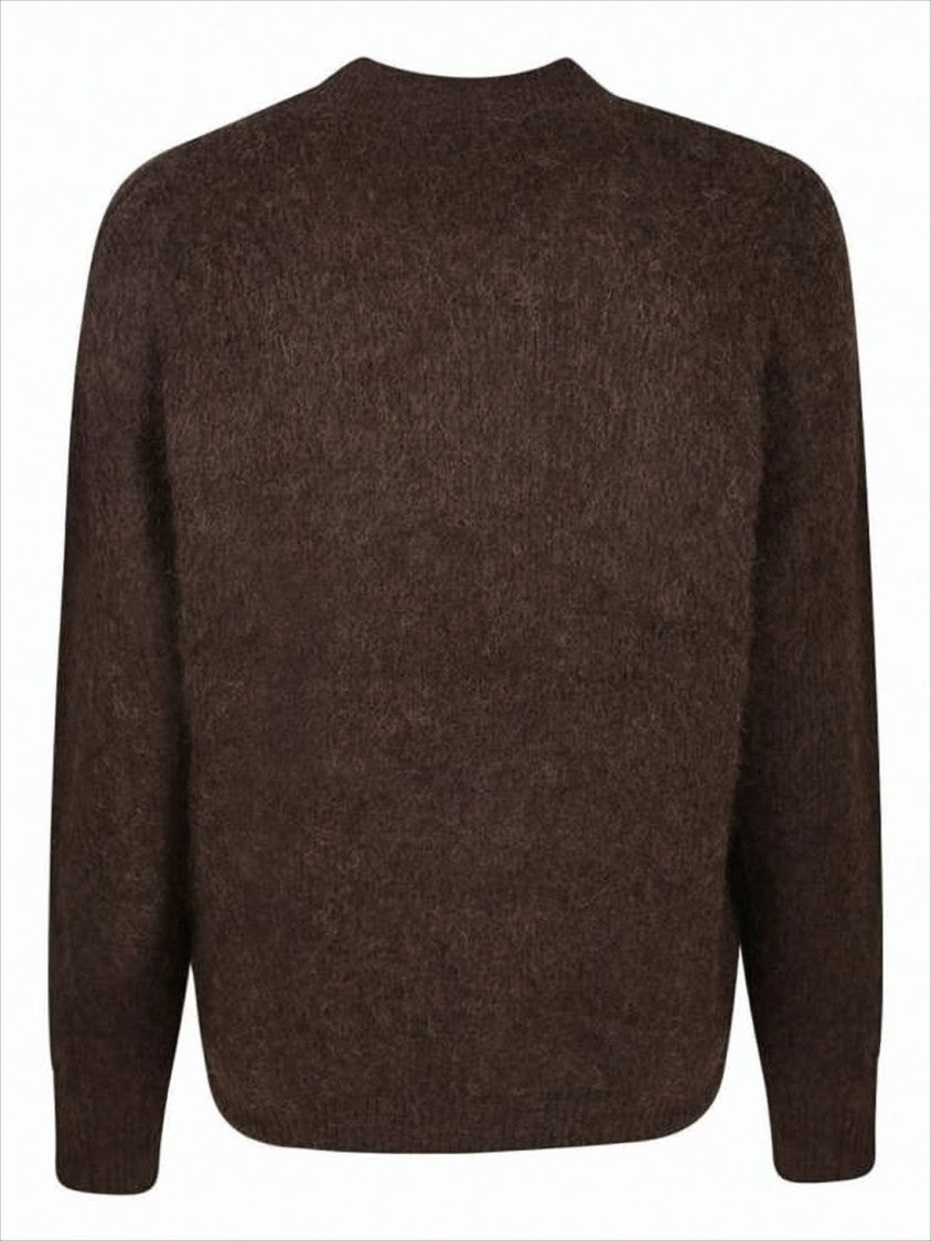 Jacquemus Asymmetrical Brown Cardigan With Unique Button Closure