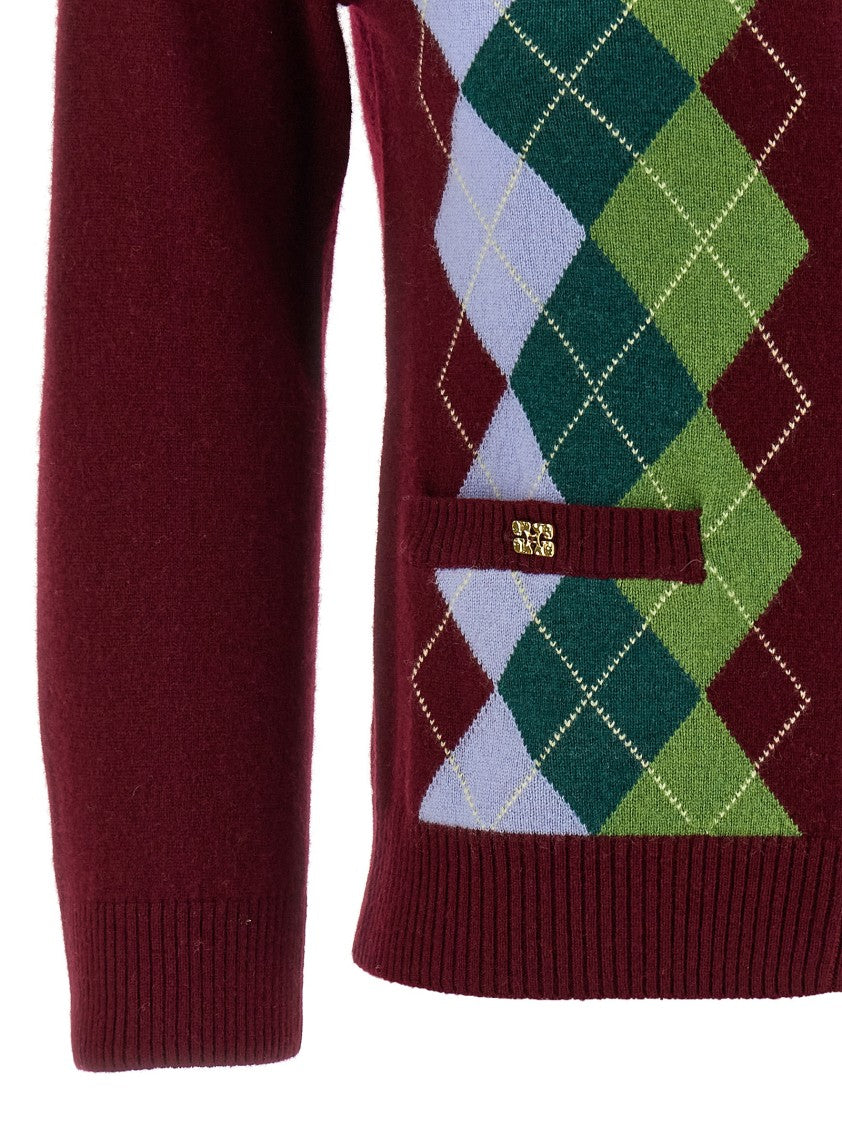 Ganni Burgundy Check' Cardigan