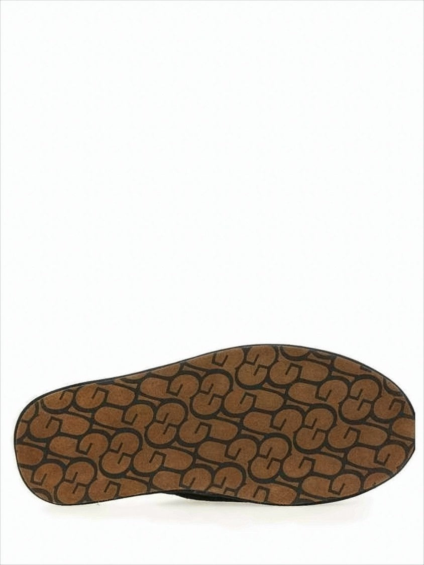 Ugg Black Wool Slip-On Slippers With Cream Lining