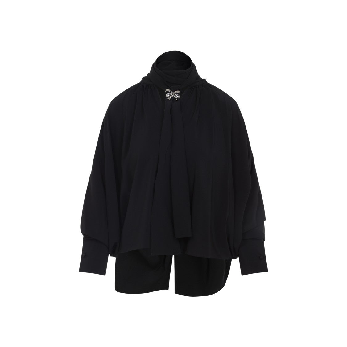 Max Mara Silk Shirt With High Neck And Bow Tie Detail