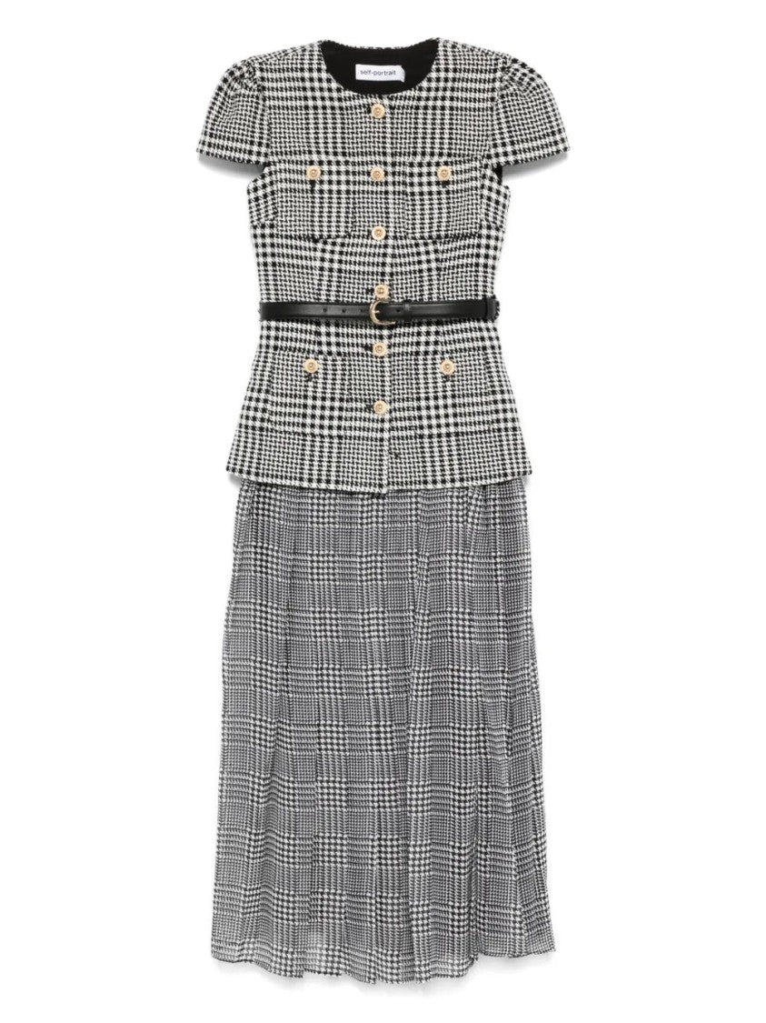 Self-Portrait Houndstooth Midi Dress