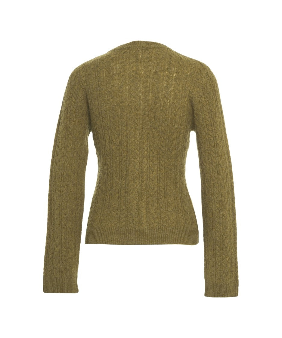 Baum Und Pferdgarten Cable Knit Cardigan With Button-Down Front And V-Shaped Hem