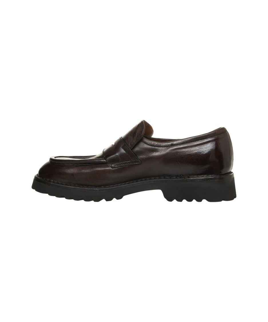 Green George Leather Penny Loafers With Sculpted Outsole