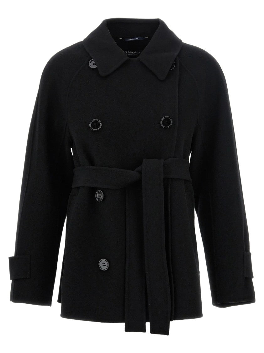 Max Mara Hand-Stitched Double Wool Drape Trench Coat