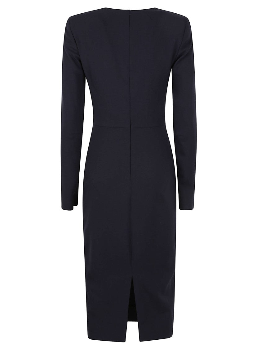 Victoria Beckham Long Sleeve Midi Dress With Refined Neckline