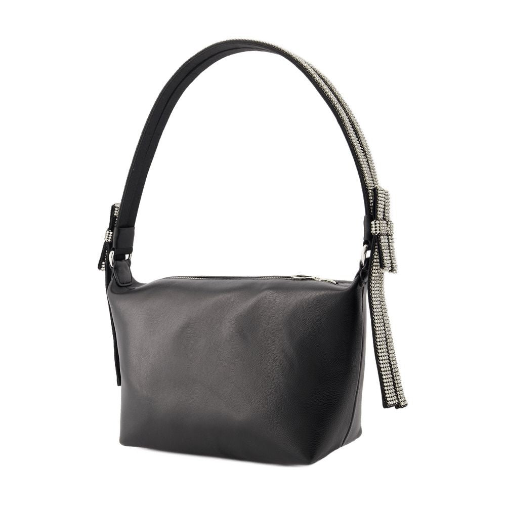 Kara Double Bow Pouch - Leather - Black