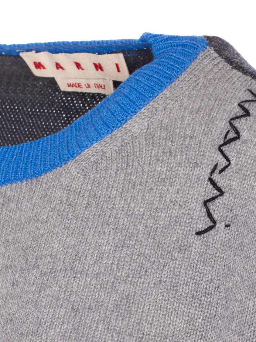 Marni Cropped Color-Block Sweater With Round Neckline