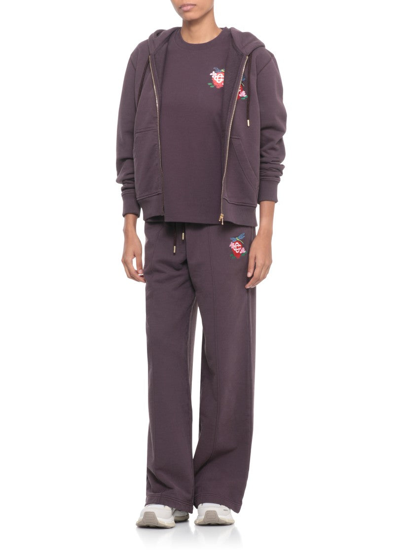 Casablanca Purple Cotton T-Shirt With Contrasting Logo Print