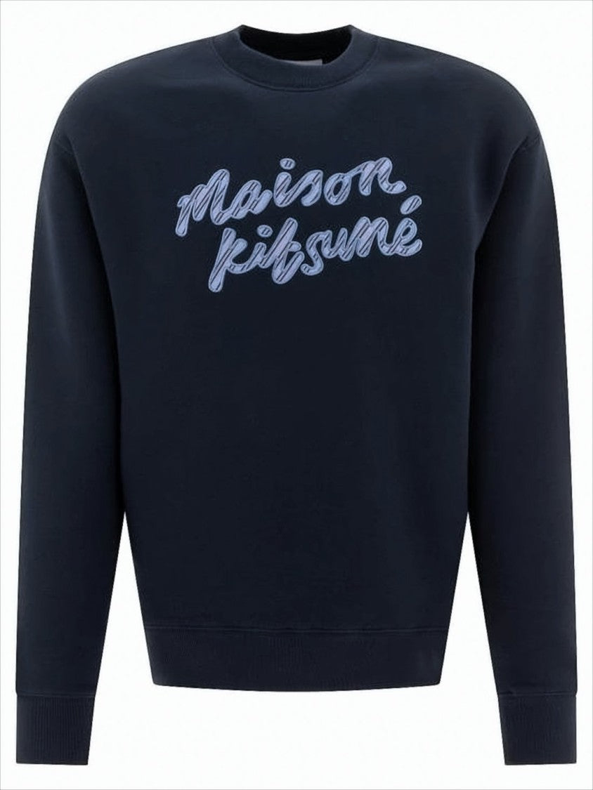 Maison Kitsuné Long-Sleeve Black Sweatshirt With Bold Script Logo