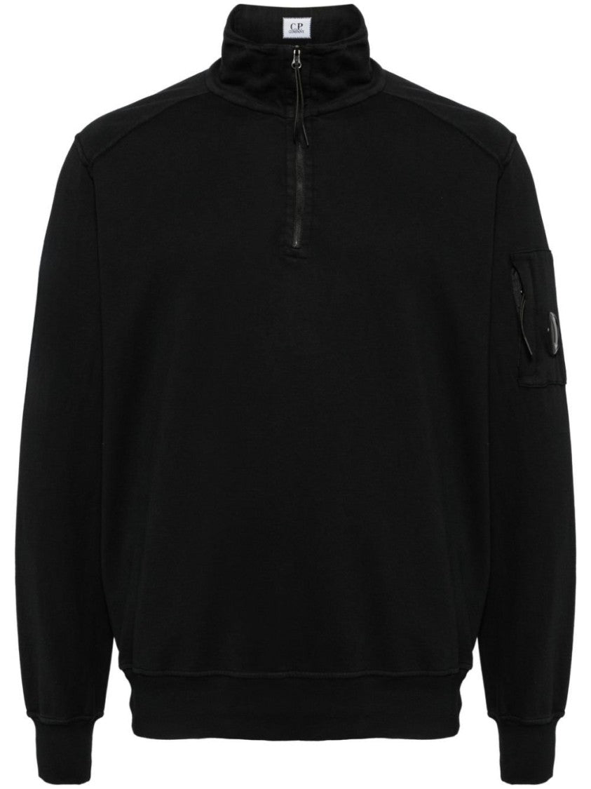 C.P. Company Quarter-Zip Black Sweatshirt With High Collar