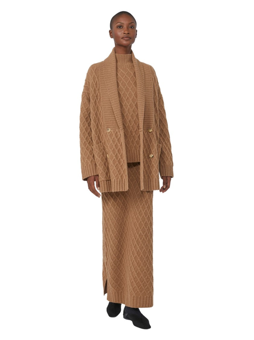 Max Mara Textured Brown Knit Sweater With Ribbed Details