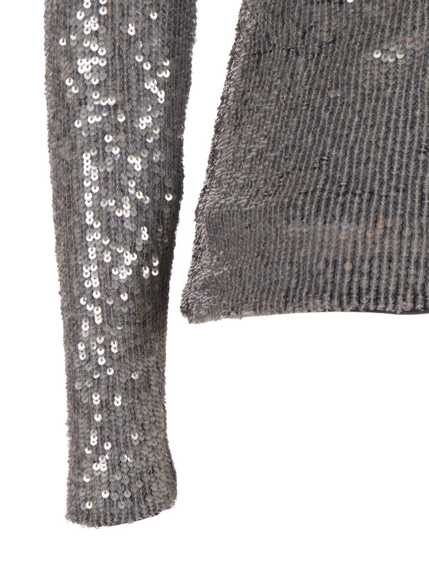 P.A.R.O.S.H. Fitted High-Neck Blouse In Smooth Polyamide Blend