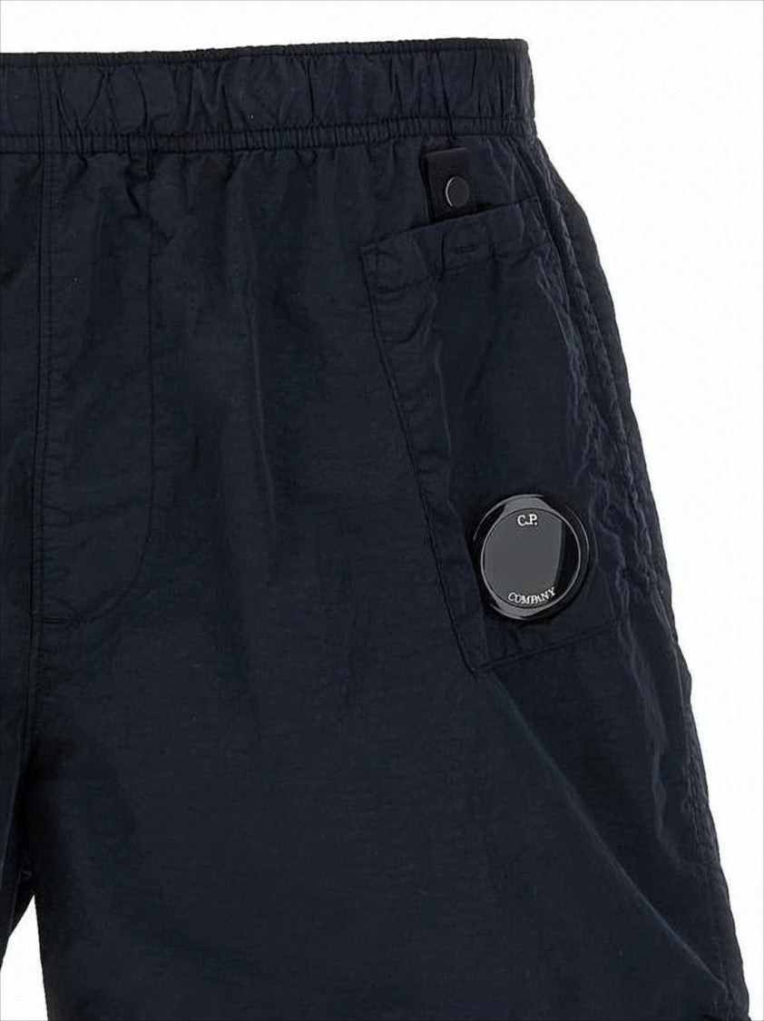 C.P. Company Minimalist Blue Swim Shorts With Distinctive Lens Detail