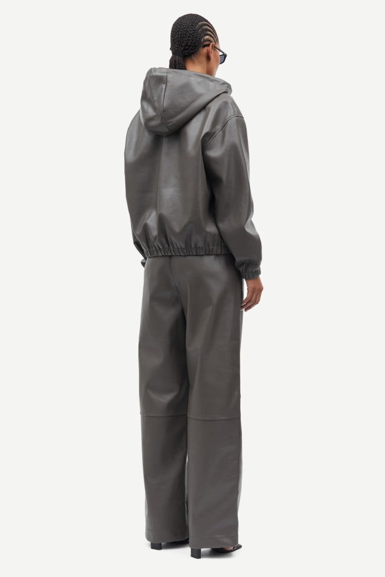 Samsoe Samsoe Loose-Fit Hoodie With Recycled Leather