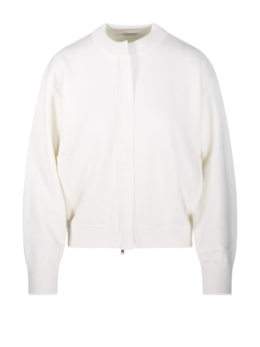 Max Mara Cropped White Virgin Wool Cardigan