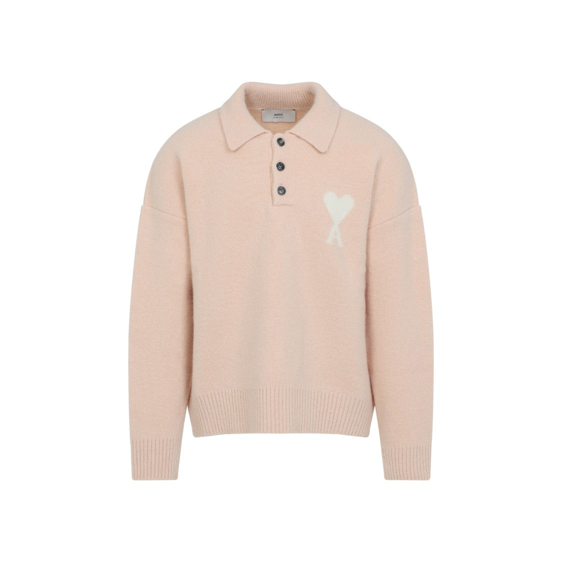 Ami Relaxed Fit Polo Sweater In Soft Alpaca Blend