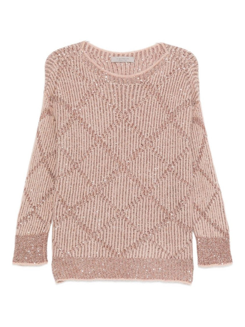 Dexterior Textured Knit Sweater With Diamond Pattern