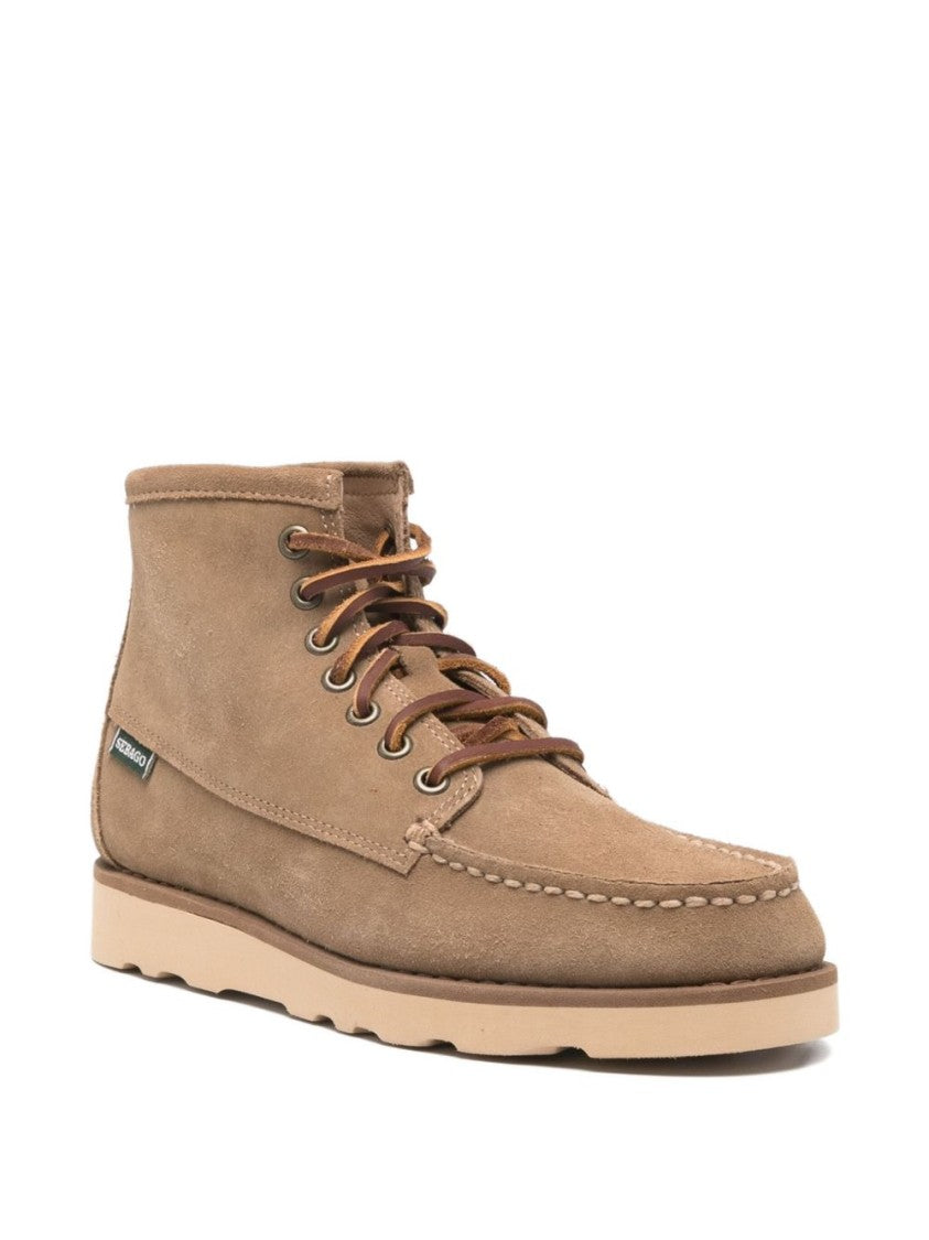 Sebago Moccasin-Style Beige Calf Leather Ankle Boots