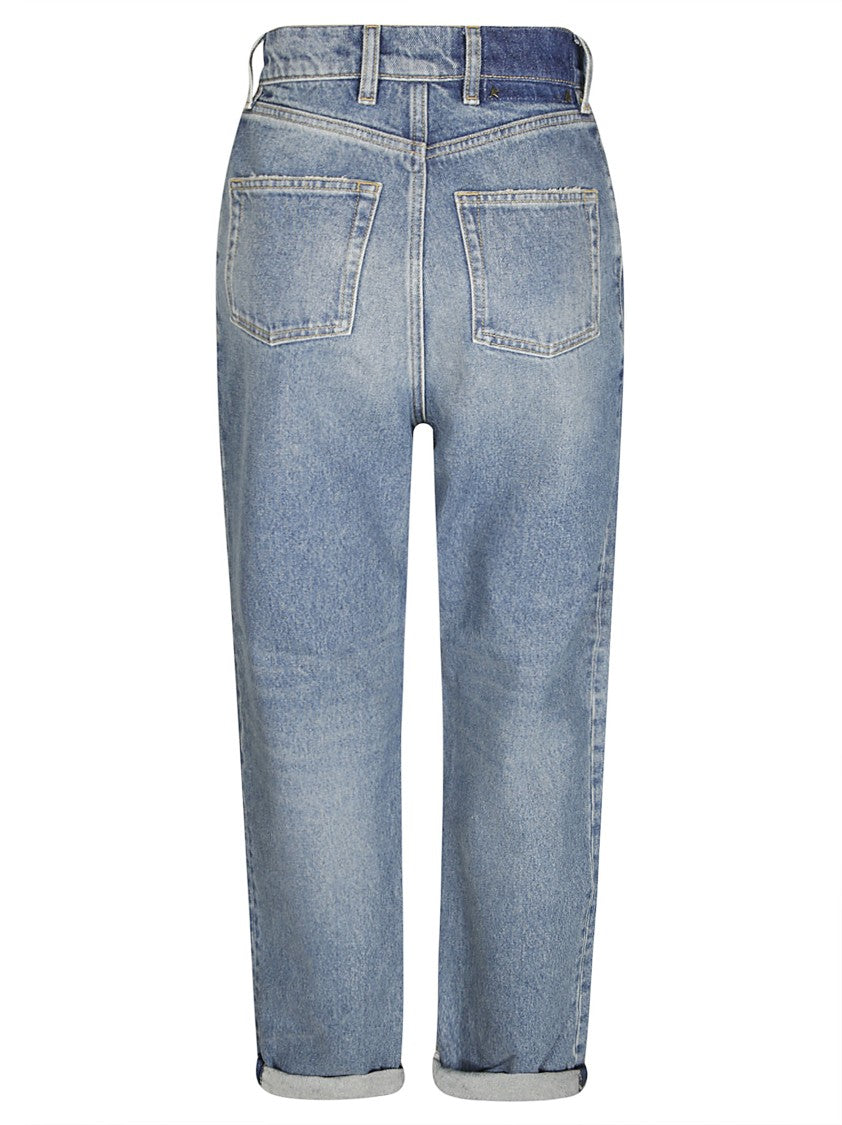 Golden Goose High-Waisted Stone-Washed Denim Jeans With Rolled Cuffs