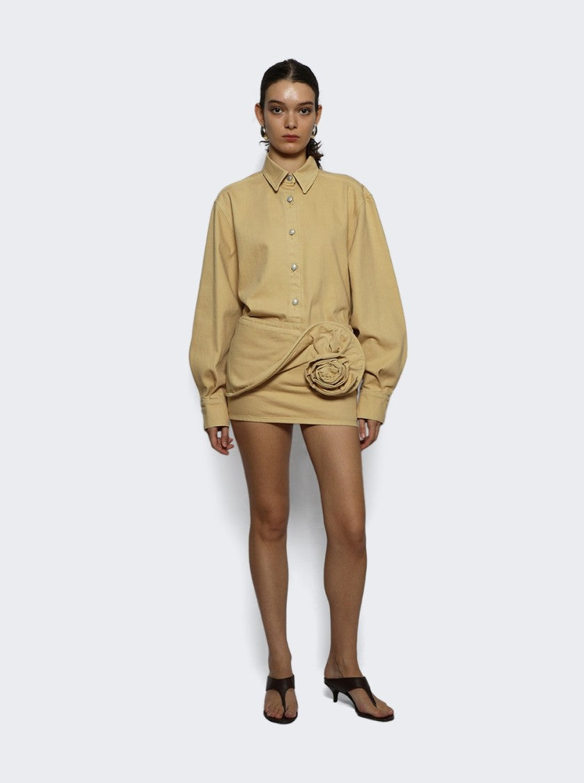 Magda Butrym Mini Denim Skirt Beige