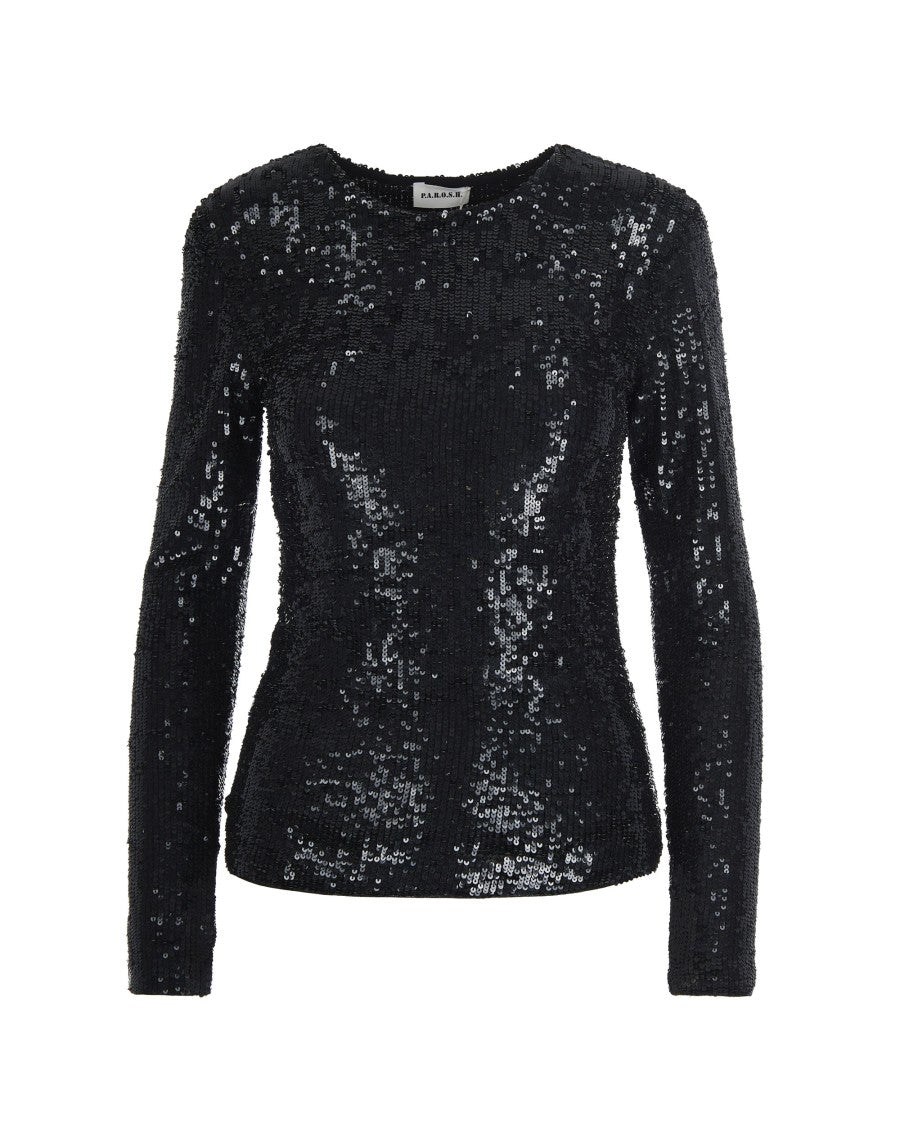 P.A.R.O.S.H. Black Full Sequin Blouse