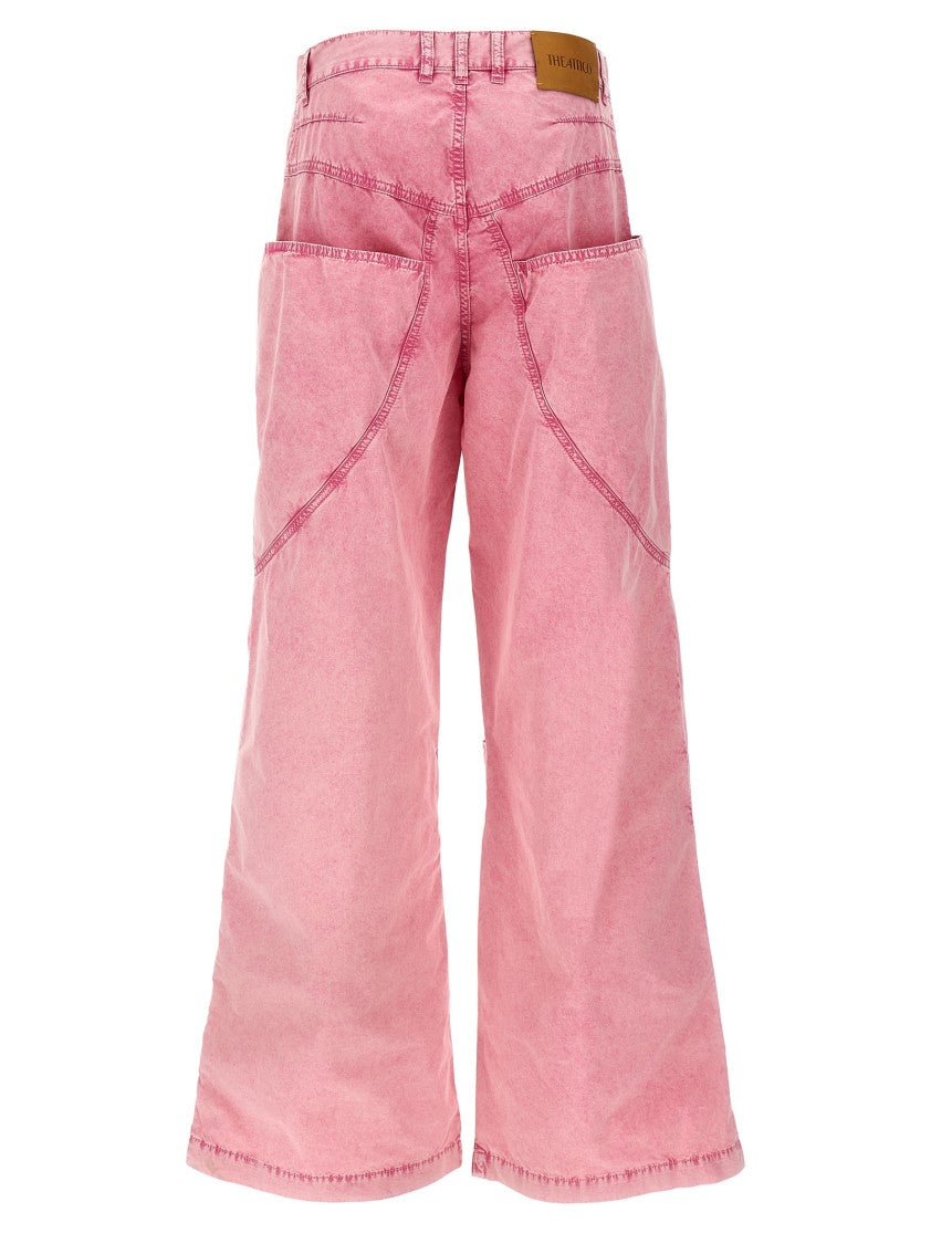 The Attico Washed Cotton Baggy Trousers With Maxi Pockets