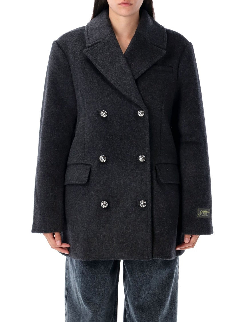 Ganni Double Face Wool Peacoat