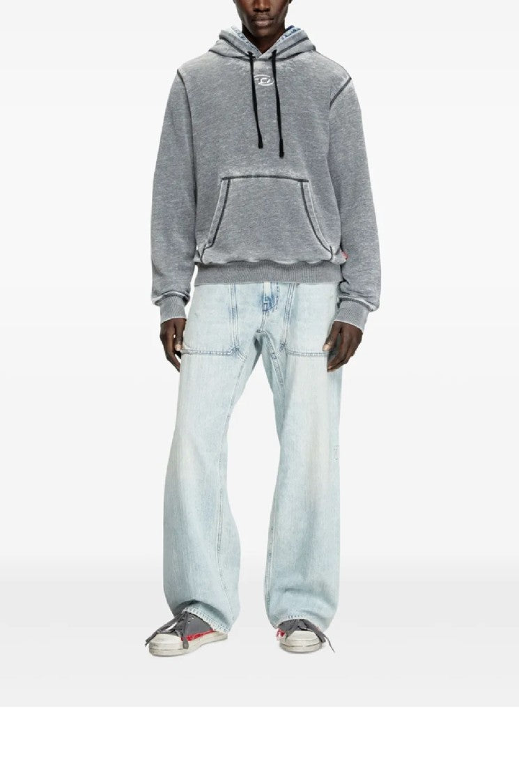 Diesel Faded Grey Sweatshirt With Classic Hood
