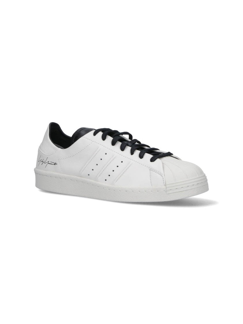 Y-3 Contrast-Detail White Leather Y-3 Superstar Sneakers