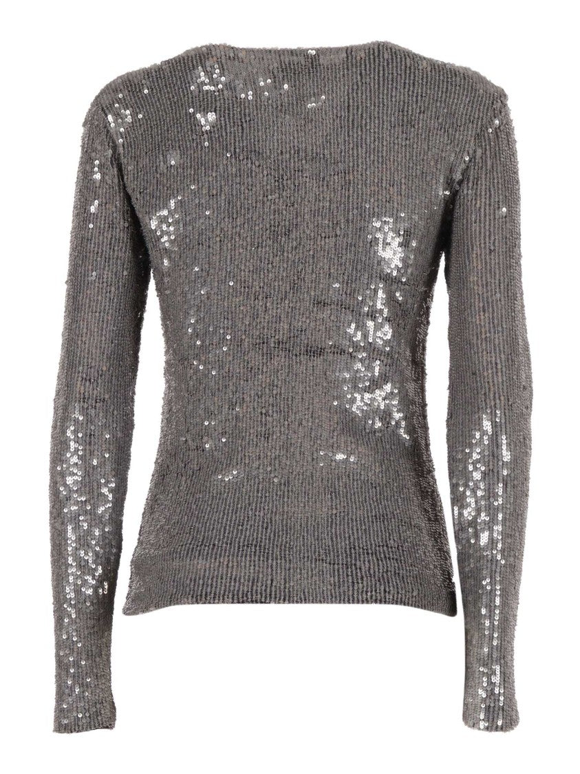P.A.R.O.S.H. Fitted High-Neck Blouse In Smooth Polyamide Blend