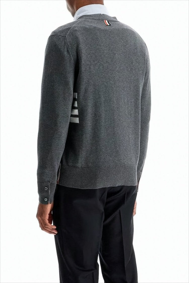 Thom Browne Classic V-Neck Cotton Cardigan With Button-Down Front