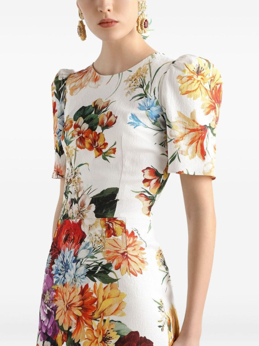 Dolce & Gabbana Puffed Sleeve Midi Dress