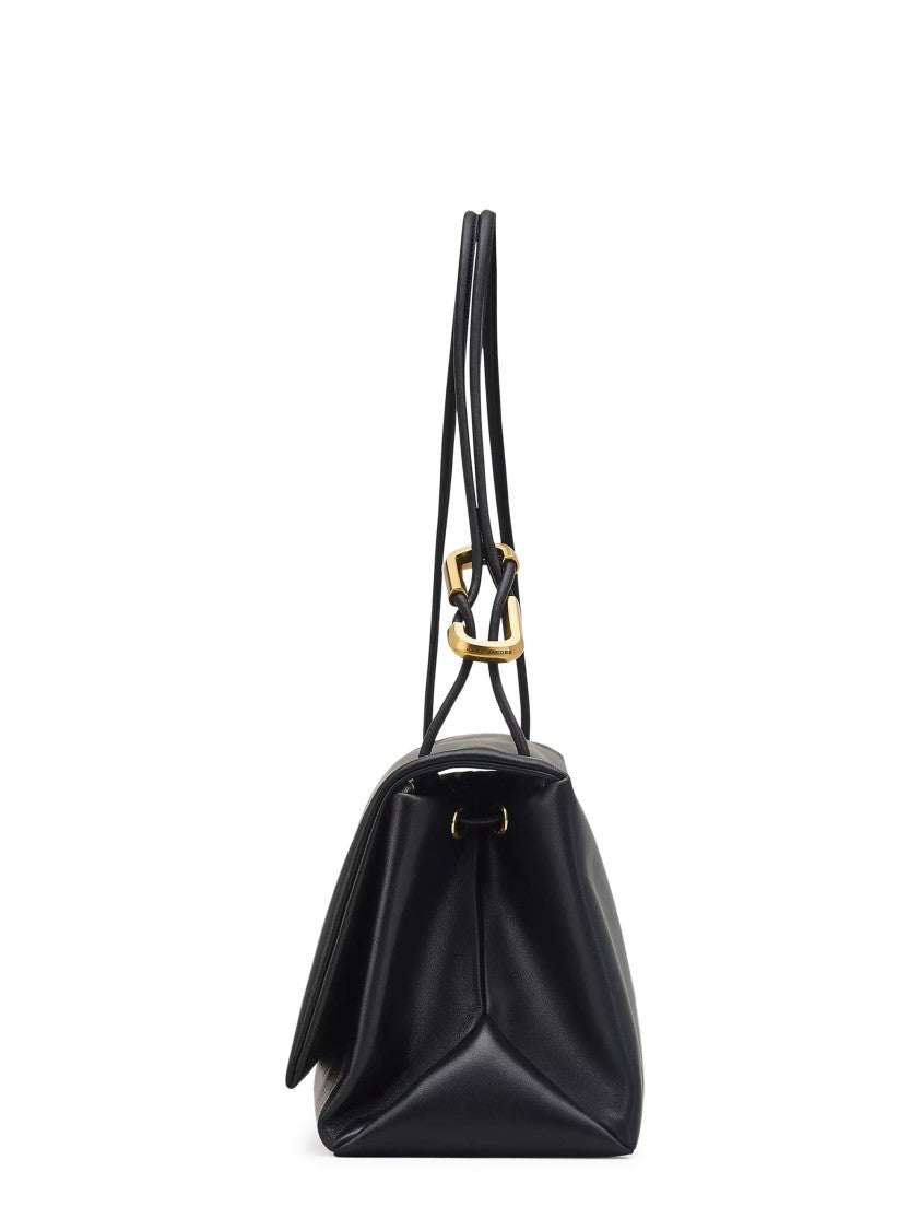 Marc Jacobs Spacious Black Dual-Shoulder Bag In Smooth Cow Leather