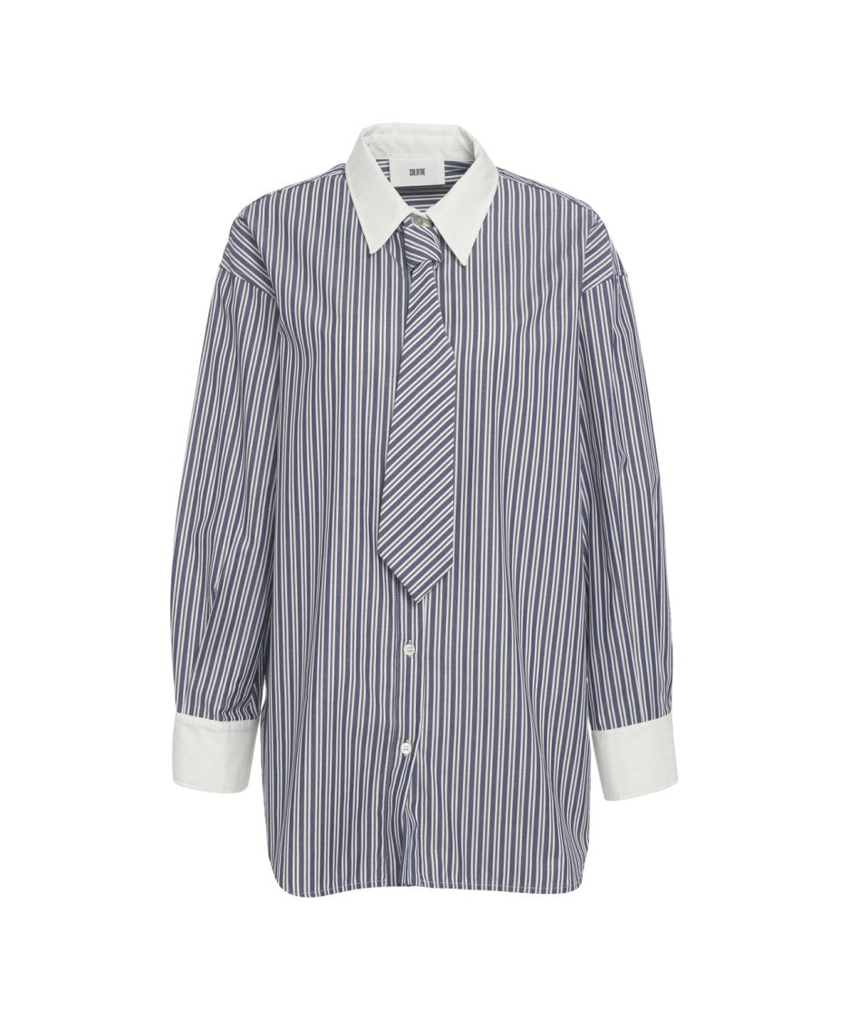 Solotre Striped Shirt With Tie Detail