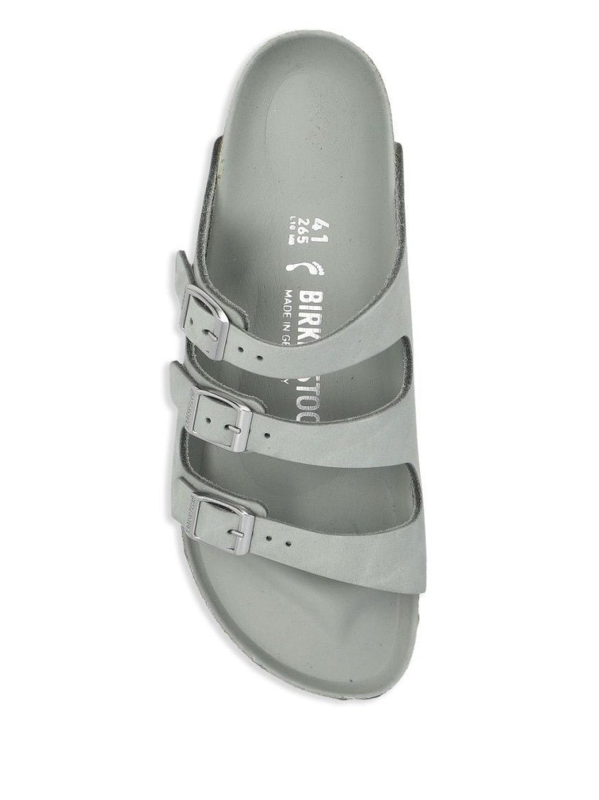 Birkenstock Green Leather Sandals With Adjustable Straps